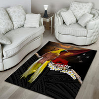 Papua New Guinea Remembrance Day Area Rug Bird of Paradise Plumeria Flower and Polynesian Pattern LT03 - Polynesian Pride