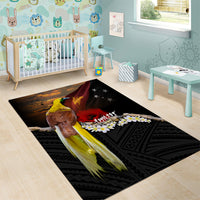 Papua New Guinea Remembrance Day Area Rug Bird of Paradise Plumeria Flower and Polynesian Pattern LT03 - Polynesian Pride