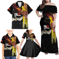 Papua New Guinea Remembrance Day Family Matching Off Shoulder Maxi Dress and Hawaiian Shirt Bird of Paradise Plumeria Flower and Polynesian Pattern LT03 - Polynesian Pride