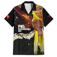 Papua New Guinea Remembrance Day Family Matching Off Shoulder Maxi Dress and Hawaiian Shirt Bird of Paradise Plumeria Flower and Polynesian Pattern LT03 Dad's Shirt - Short Sleeve Black - Polynesian Pride