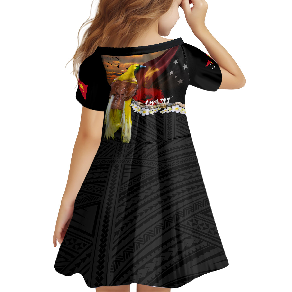 Papua New Guinea Remembrance Day Family Matching Summer Maxi Dress and Hawaiian Shirt Bird of Paradise Plumeria Flower and Polynesian Pattern LT03 - Polynesian Pride