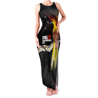 Papua New Guinea Remembrance Day Family Matching Tank Maxi Dress and Hawaiian Shirt Bird of Paradise Plumeria Flower and Polynesian Pattern LT03 Mom's Dress Black - Polynesian Pride