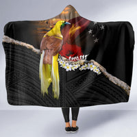 Papua New Guinea Remembrance Day Hooded Blanket Bird of Paradise Plumeria Flower and Polynesian Pattern LT03 - Polynesian Pride