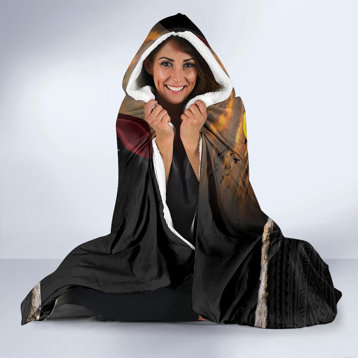 Papua New Guinea Remembrance Day Hooded Blanket Bird of Paradise Plumeria Flower and Polynesian Pattern LT03 - Polynesian Pride