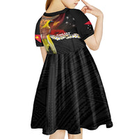 Papua New Guinea Remembrance Day Kid Short Sleeve Dress Bird of Paradise Plumeria Flower and Polynesian Pattern LT03 - Polynesian Pride