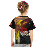 Papua New Guinea Remembrance Day Kid T Shirt Bird of Paradise Plumeria Flower and Polynesian Pattern LT03 - Polynesian Pride