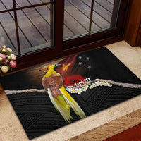 Papua New Guinea Remembrance Day Rubber Doormat Bird of Paradise Plumeria Flower and Polynesian Pattern LT03 - Polynesian Pride
