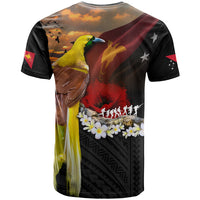 Papua New Guinea Remembrance Day T Shirt Bird of Paradise Plumeria Flower and Polynesian Pattern LT03 - Polynesian Pride