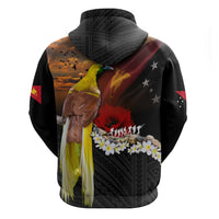 Papua New Guinea Remembrance Day Zip Hoodie Bird of Paradise Plumeria Flower and Polynesian Pattern LT03 - Polynesian Pride