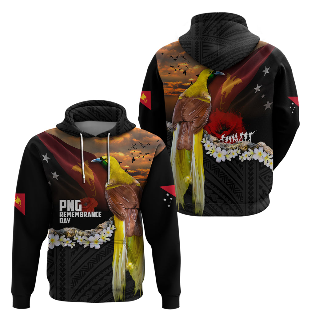 Papua New Guinea Remembrance Day Zip Hoodie Bird of Paradise Plumeria Flower and Polynesian Pattern LT03 - Polynesian Pride