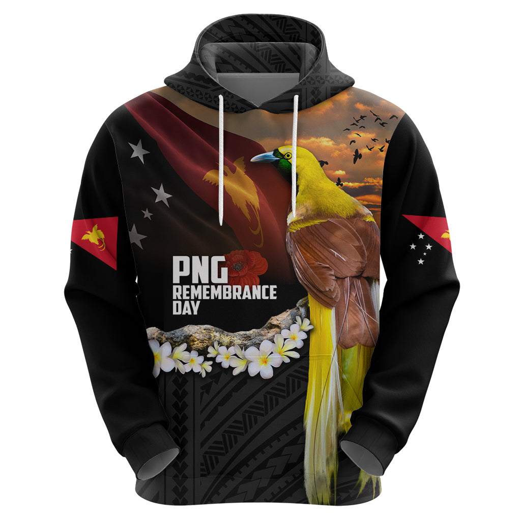 Papua New Guinea Remembrance Day Zip Hoodie Bird of Paradise Plumeria Flower and Polynesian Pattern LT03 - Polynesian Pride