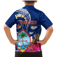 Personalised Guam Liberation Family Matching Mermaid Dress and Hawaiian Shirt Latte Stone and Guahan Seal Jungle Flower LT03 - Polynesian Pride