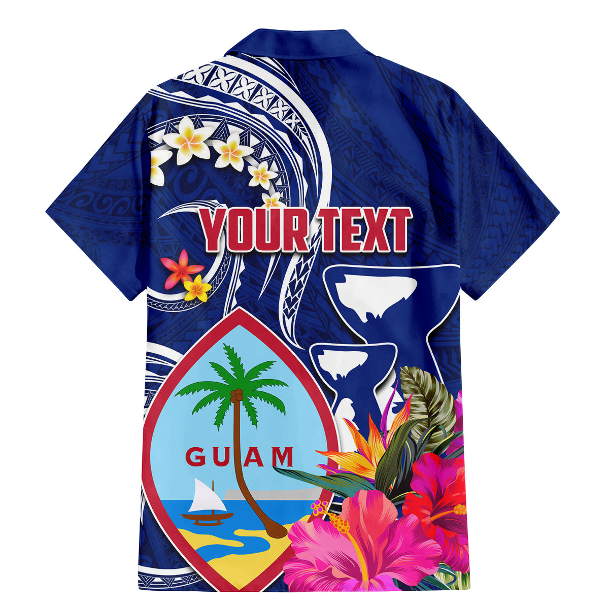 Personalised Guam Liberation Family Matching Mermaid Dress and Hawaiian Shirt Latte Stone and Guahan Seal Jungle Flower LT03 - Polynesian Pride