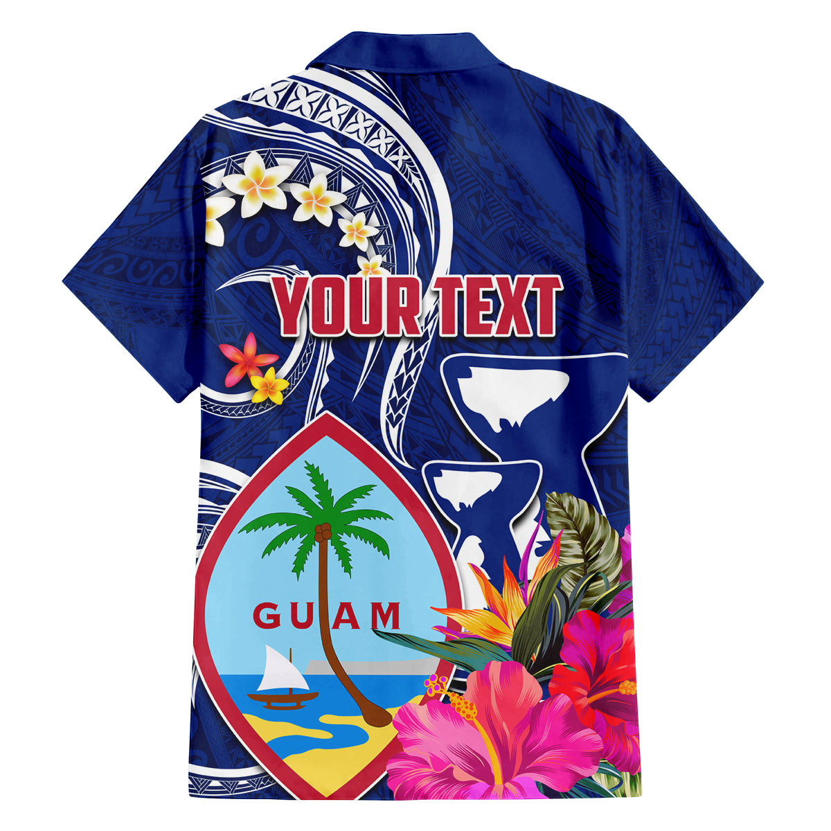 Personalised Guam Liberation Family Matching Puletasi and Hawaiian Shirt Latte Stone and Guahan Seal Jungle Flower LT03 - Polynesian Pride