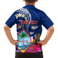 Guam Liberation Hawaiian Shirt Latte Stone and Guahan Seal Jungle Flower