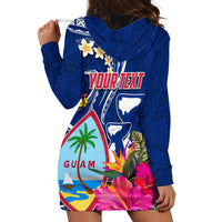 Personalised Guam Liberation Hoodie Dress Latte Stone and Guahan Seal Jungle Flower LT03 - Polynesian Pride