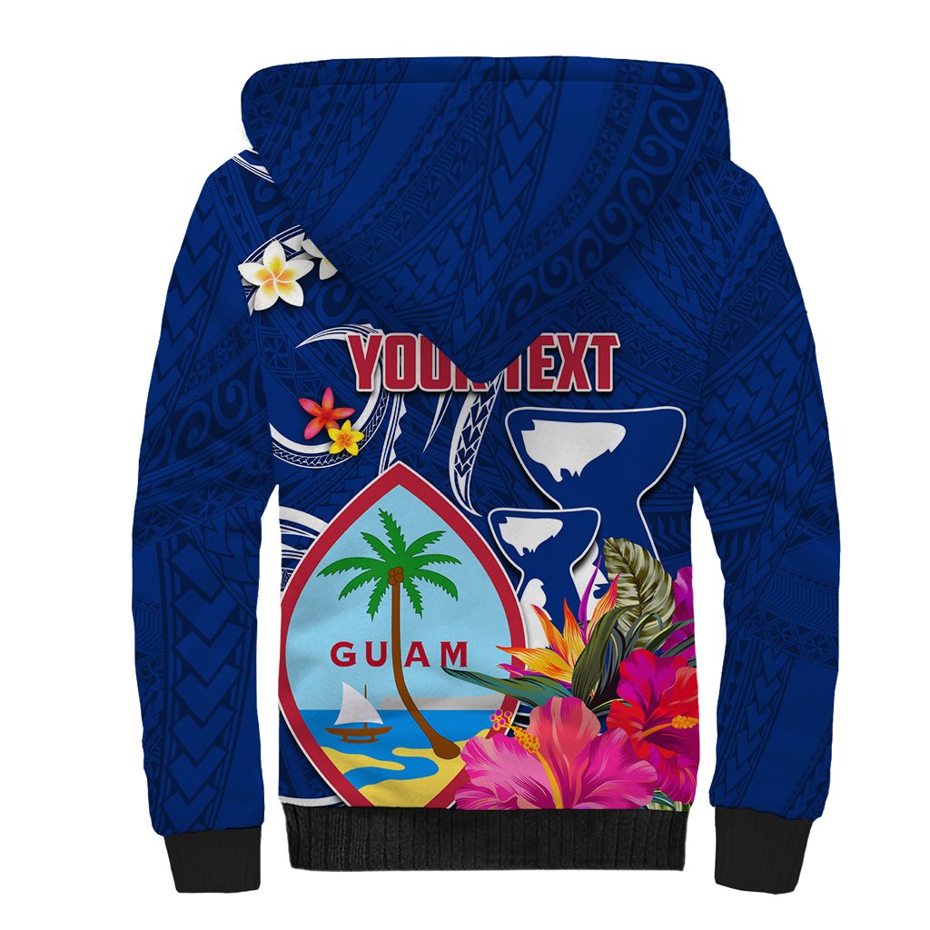 Guam Liberation Sherpa Hoodie Latte Stone and Guahan Seal Jungle Flower