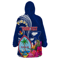 Personalised Guam Liberation Wearable Blanket Hoodie Latte Stone and Guahan Seal Jungle Flower LT03 - Polynesian Pride
