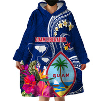 Personalised Guam Liberation Wearable Blanket Hoodie Latte Stone and Guahan Seal Jungle Flower LT03 - Polynesian Pride