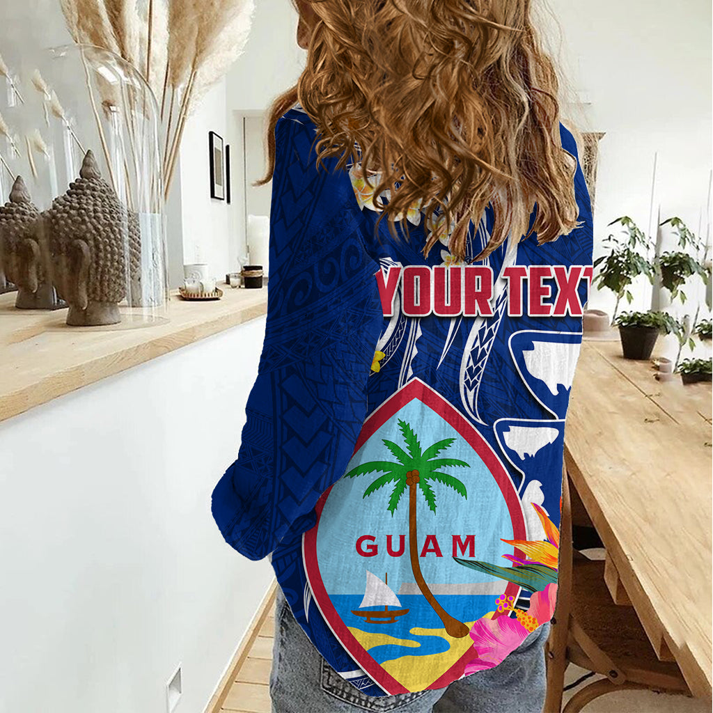 Personalised Guam Liberation Women Casual Shirt Latte Stone and Guahan Seal Jungle Flower LT03 - Polynesian Pride