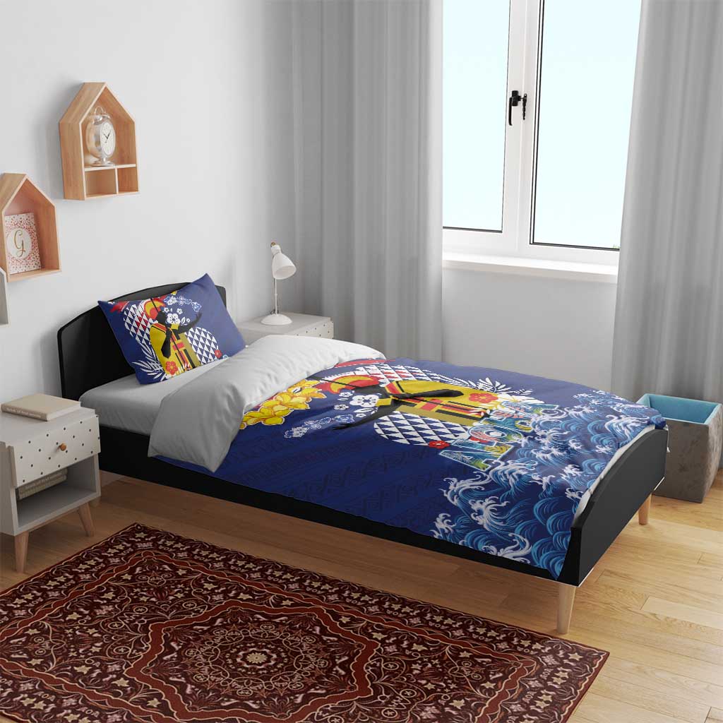 Hawaii King Kamehameha Day Bedding Set Lei Sea Waves Polynesian Tapa Pattern LT03 - Polynesian Pride