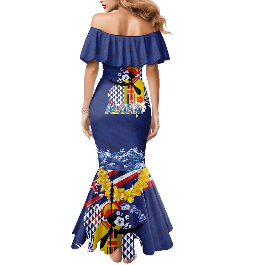 Hawaii King Kamehameha Day Family Matching Mermaid Dress and Hawaiian Shirt Lei Sea Waves Polynesian Tapa Pattern LT03 - Polynesian Pride