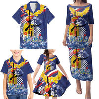 Hawaii King Kamehameha Day Family Matching Puletasi and Hawaiian Shirt Lei Sea Waves Polynesian Tapa Pattern LT03 - Polynesian Pride