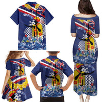 Hawaii King Kamehameha Day Family Matching Puletasi and Hawaiian Shirt Lei Sea Waves Polynesian Tapa Pattern LT03 - Polynesian Pride