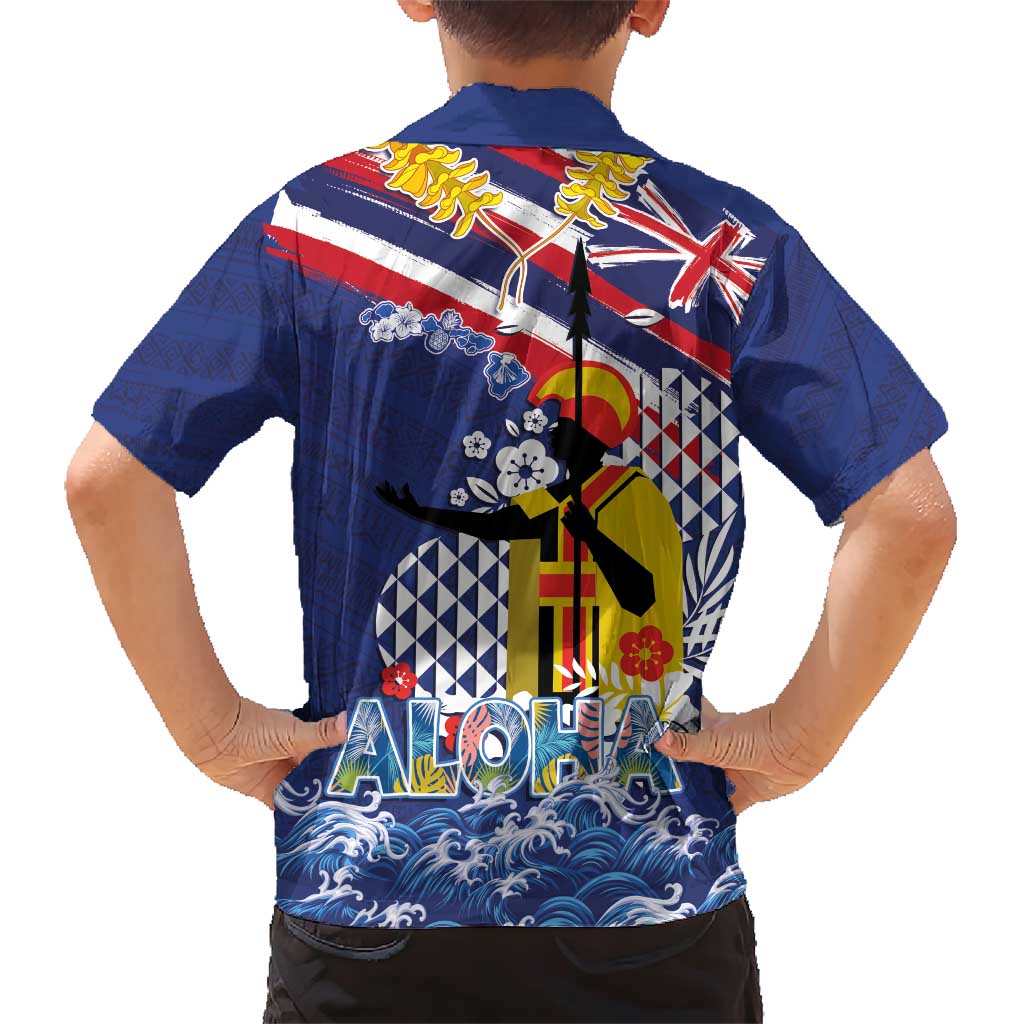 Hawaii King Kamehameha Day Family Matching Short Sleeve Bodycon Dress and Hawaiian Shirt Lei Sea Waves Polynesian Tapa Pattern LT03 - Polynesian Pride