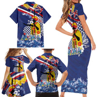 Hawaii King Kamehameha Day Family Matching Short Sleeve Bodycon Dress and Hawaiian Shirt Lei Sea Waves Polynesian Tapa Pattern LT03 - Polynesian Pride