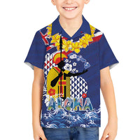 Hawaii King Kamehameha Day Hawaiian Shirt Lei Sea Waves Polynesian Tapa Pattern