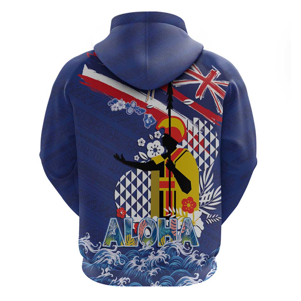 Hawaii King Kamehameha Day Hoodie Lei Sea Waves Polynesian Tapa Pattern