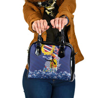 Hawaii King Kamehameha Day Shoulder Handbag Lei Sea Waves Polynesian Tapa Pattern