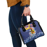 Hawaii King Kamehameha Day Shoulder Handbag Lei Sea Waves Polynesian Tapa Pattern