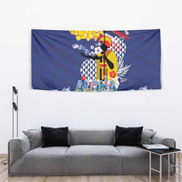 Hawaii King Kamehameha Day Tapestry Lei Sea Waves Polynesian Tapa Pattern