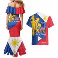 Philippines Independence Day Couples Matching Mermaid Dress and Hawaiian Shirt Araw ng Kalayaan Polynesian Sun and YAKAN Pattern LT03 - Polynesian Pride
