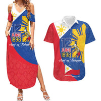 Philippines Independence Day Couples Matching Summer Maxi Dress and Hawaiian Shirt Araw ng Kalayaan Polynesian Sun and YAKAN Pattern LT03 Blue - Polynesian Pride