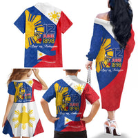 Philippines Independence Day Family Matching Off The Shoulder Long Sleeve Dress and Hawaiian Shirt Araw ng Kalayaan Polynesian Sun and YAKAN Pattern LT03 - Polynesian Pride