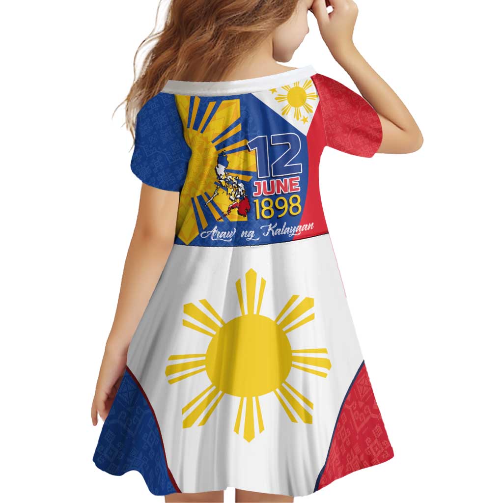 Philippines Independence Day Family Matching Off Shoulder Short Dress and Hawaiian Shirt Araw ng Kalayaan Polynesian Sun and YAKAN Pattern LT03 - Polynesian Pride