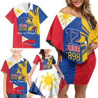 Philippines Independence Day Family Matching Off Shoulder Short Dress and Hawaiian Shirt Araw ng Kalayaan Polynesian Sun and YAKAN Pattern LT03 - Polynesian Pride