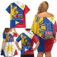 Philippines Independence Day Family Matching Off Shoulder Short Dress and Hawaiian Shirt Araw ng Kalayaan Polynesian Sun and YAKAN Pattern LT03 - Polynesian Pride