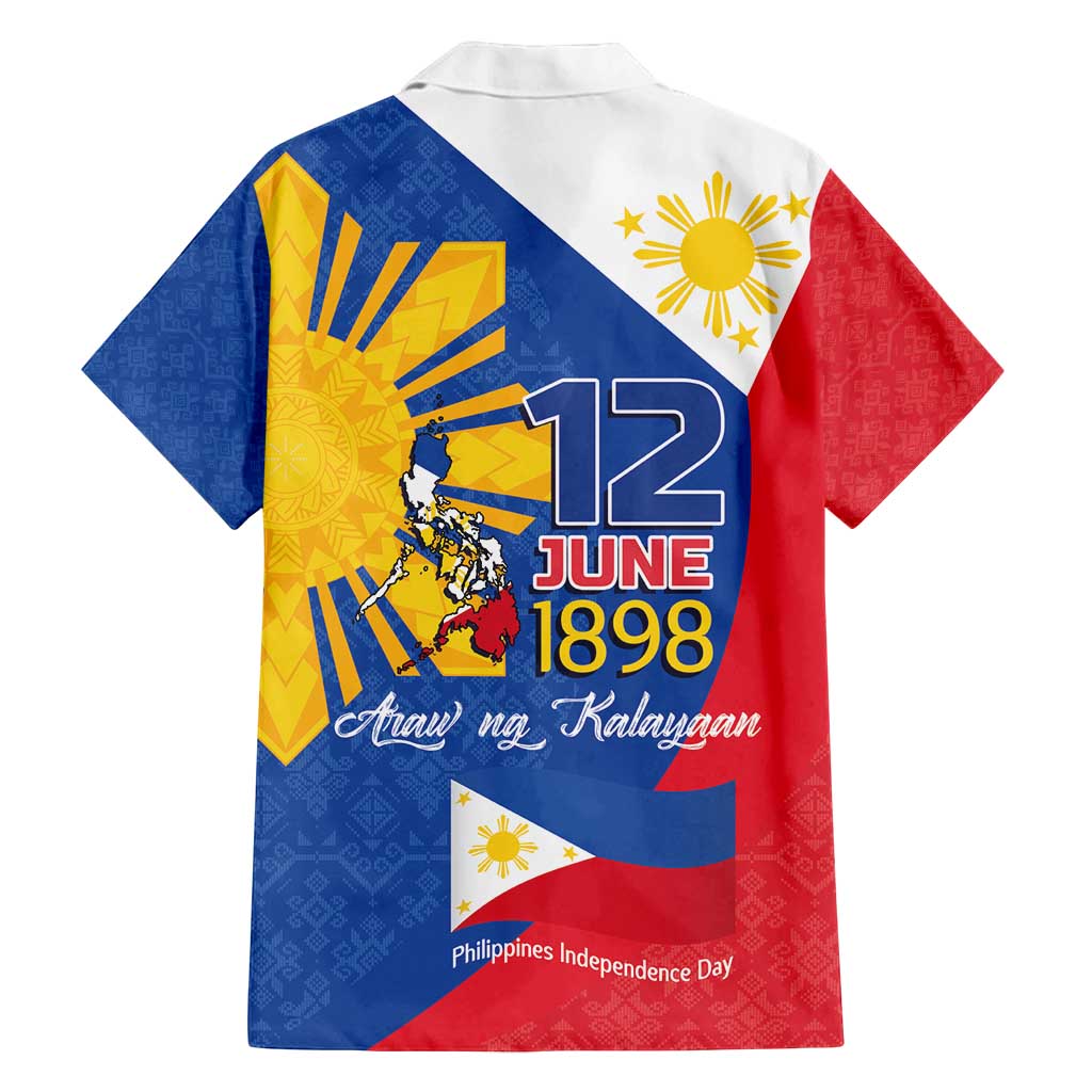 Philippines Independence Day Family Matching Off Shoulder Short Dress and Hawaiian Shirt Araw ng Kalayaan Polynesian Sun and YAKAN Pattern LT03 - Polynesian Pride