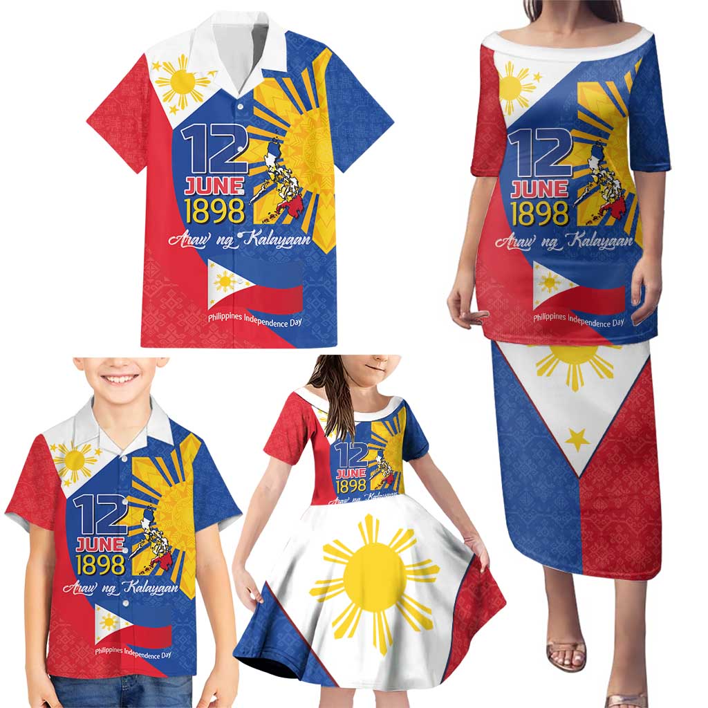 Philippines Independence Day Family Matching Puletasi and Hawaiian Shirt Araw ng Kalayaan Polynesian Sun and YAKAN Pattern LT03 - Polynesian Pride