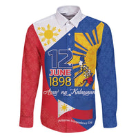 Philippines Independence Day Family Matching Short Sleeve Bodycon Dress and Hawaiian Shirt Araw ng Kalayaan Polynesian Sun and YAKAN Pattern LT03 Dad's Shirt - Long Sleeve Blue - Polynesian Pride
