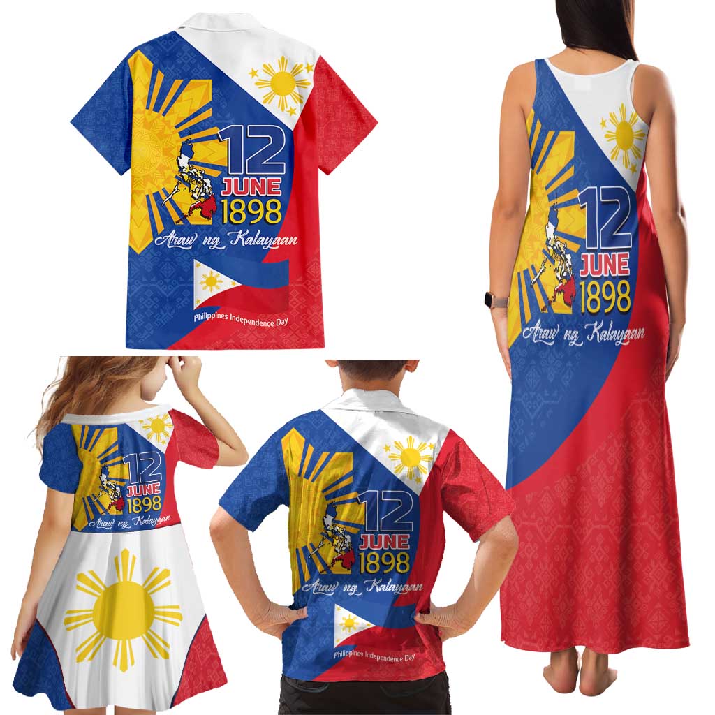 Philippines Independence Day Family Matching Tank Maxi Dress and Hawaiian Shirt Araw ng Kalayaan Polynesian Sun and YAKAN Pattern LT03 - Polynesian Pride