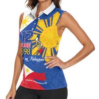 Philippines Independence Day Women Sleeveless Polo Shirt Araw ng Kalayaan Polynesian Sun and YAKAN Pattern LT03 - Polynesian Pride