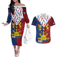 Philippines Independence Day 126th Anniversary Couples Matching Off The Shoulder Long Sleeve Dress and Hawaiian Shirt Polynesian Pattern National Flag Style LT03 Red - Polynesian Pride