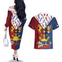 Philippines Independence Day 126th Anniversary Couples Matching Off The Shoulder Long Sleeve Dress and Hawaiian Shirt Polynesian Pattern National Flag Style LT03 - Polynesian Pride