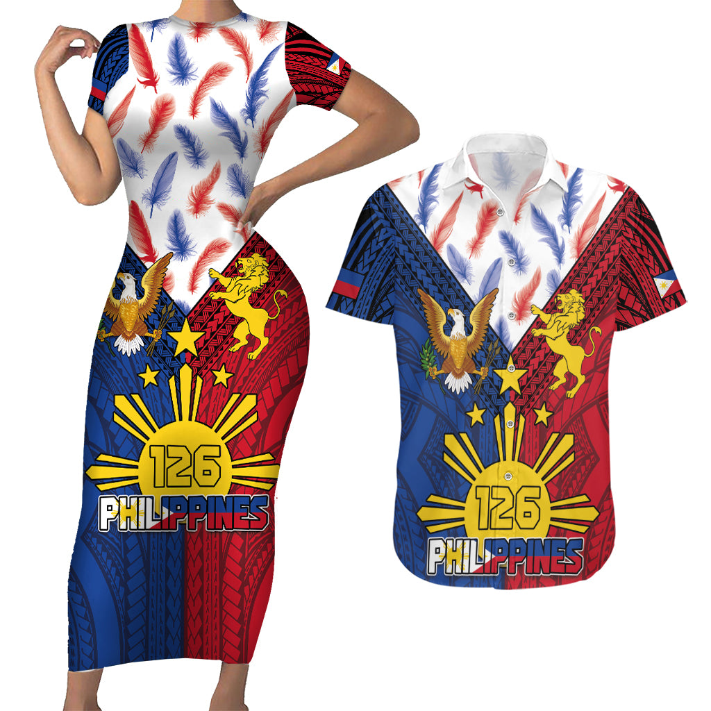 Philippines Independence Day 126th Anniversary Couples Matching Short Sleeve Bodycon Dress and Hawaiian Shirt Polynesian Pattern National Flag Style LT03 Red - Polynesian Pride