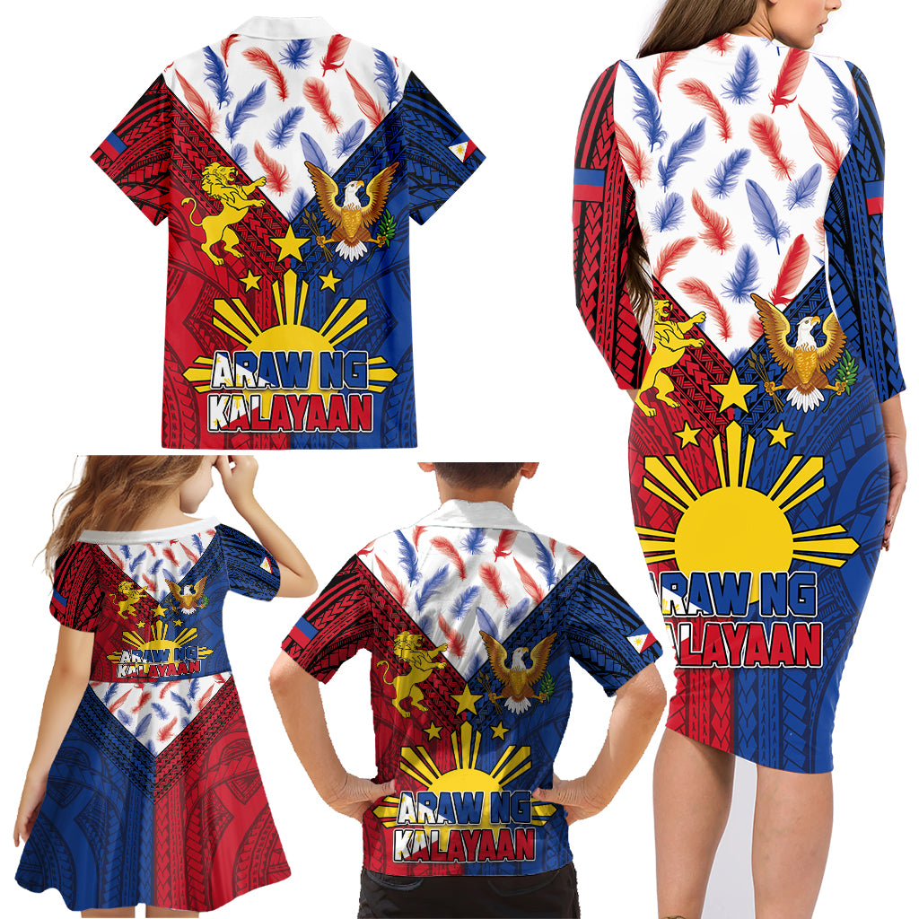 Philippines Independence Day 126th Anniversary Family Matching Long Sleeve Bodycon Dress and Hawaiian Shirt Polynesian Pattern National Flag Style LT03 - Polynesian Pride